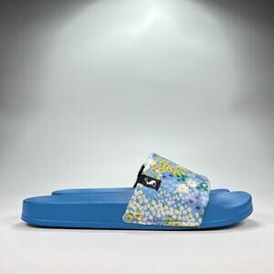 Joules Poolside Slide Blue Ditsy Floral Slip On Summer Sandals Women's Size 10